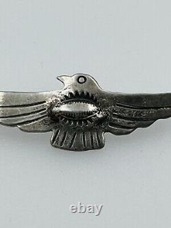Antique Navajo Native American Sterling Silver Small Thunderbird Pin