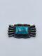 Antique Navajo Sterling Silver Deep Blue Turquoise Pin