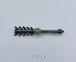 Antique Navajo Sterling Silver Hand Made Arrow Green Turquoise Pin