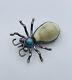 Antique Navajo Sterling Silver Large Blue Turquoise & Shell Bug Insect Pin