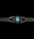 Antique Navajo Turquoise Repousse Early Stamp Work Sterling Silver Pin Brooch