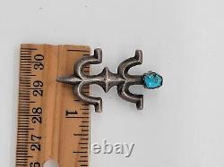 Antique Sand Cast Navajo Yei Brooch Pin Turquoise