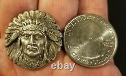 Antique Victorian Native American Indian Chief Sterling Silver Hat Pin