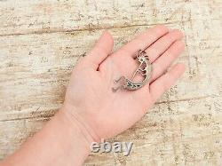 Antique Vintage 925 Sterling Silver Native Navajo LES BAKER Kokopelli Pin Brooch