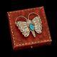 Antique Vintage 925 Sterling Silver Native Navajo Turquoise Butterfly Pin Brooch