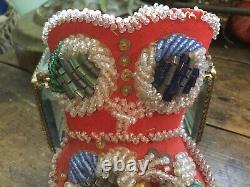 Antique Vintage Native American Indian Hand Made Beaded ShoeBoot Pin Cushion