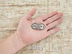 Antique Vintage Native Navajo Sterling Coin Silver Hand Stamped 1.9 Brooch Pin