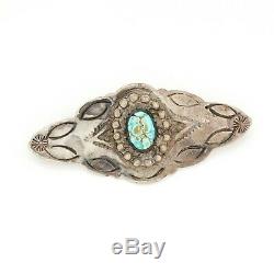Antique Vintage Sterling Coin Silver Native Navajo Old Pawn Turquoise Pin Brooch
