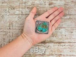 Antique Vintage Sterling Silver Native Navajo Pawn Royston Turquoise Pin Brooch