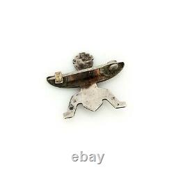 Antique Vintage Sterling Silver Native Navajo Turquoise Knifewing Man Pin Brooch