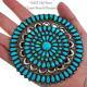 Antique Zuni Turquoise Brooch Ceremonial Petitpoint Old Pawn Natural Ondelacy