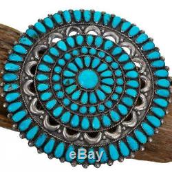 Antique Zuni Turquoise Brooch CEREMONIAL Petitpoint Old Pawn Natural ONDELACY