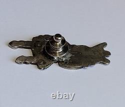 Apache Gaan Crown Dancer Inlaid Multi Gemstone Vintage Sterling Silver Pin