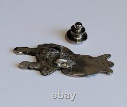 Apache Gaan Crown Dancer Inlaid Multi Gemstone Vintage Sterling Silver Pin