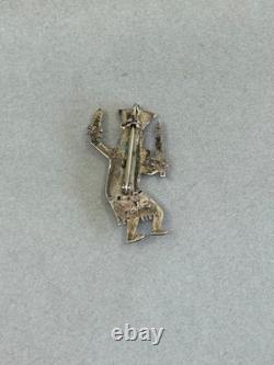 Apache Ghost Dancer Sterling Silver Stone Inlayed Pin. 1 1/2