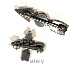 Arrows Turquoise Green Fred Harvey Era Sterling Silver Earrings & 2 Pins Lot Arrows Turquoise Green Fred Harvey Era Sterling Silver Earrings & 2 Pins Lot