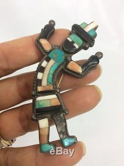 As Is Old pawn Native american Zuni sterling multi stone rainbow man Pin Brooch