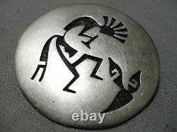 Astonishing Vintage Hopi Sterling Silver Kokopelli Pin Pendant Native American