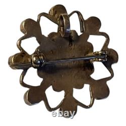 Astute 1970s Needlepoint Blue Gem Nevada Turquoise Sterling Silver Zuni Brooch