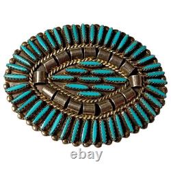 Astute Les Holden Navajo Shield Needle Point Sleeping Beauty Turquoise Brooch