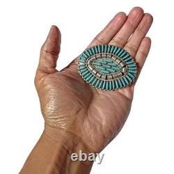 Astute Les Holden Navajo Shield Needle Point Sleeping Beauty Turquoise Brooch