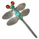 Astute Navajo Sterling Silver Dragonfly Amber Darling Darlene Turquoise Brooch