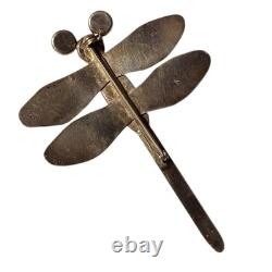 Astute NAVAJO sterling silver dragonfly Amber Darling Darlene Turquoise brooch