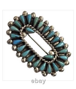 Astute Zuni Sterling Silver Cerrillos TURQUOISE Petit Point Brooch