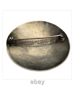 Attributed To Sam Roanhorse Zuni House Sterling Silver Engraved Pin Brooch