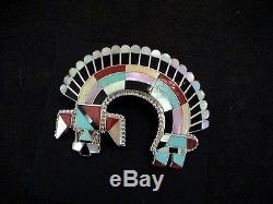 Auth. Native American Indian Large Sterling/ Rainbow God Pin/Pendant/Bowannie