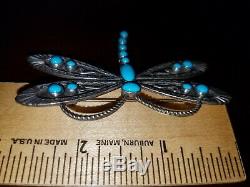 Authentic Sterling Silver & Turquoise Dragonfly Pin by Navajo Artist Lee Charley