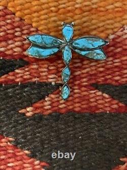 Awesome Vintage Sterling Silver and Turquoise Dragonfly PinZuniJ Shack