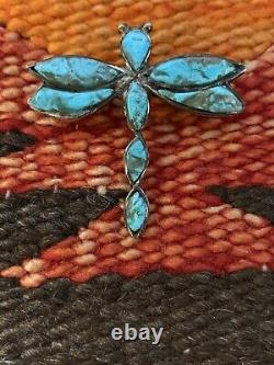 Awesome Vintage Sterling Silver and Turquoise Dragonfly PinZuniJ Shack