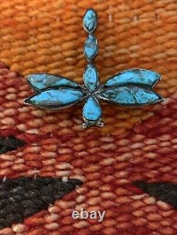 Awesome Vintage Sterling Silver and Turquoise Dragonfly PinZuniJ Shack