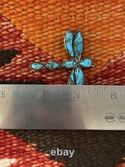 Awesome Vintage Sterling Silver and Turquoise Dragonfly PinZuniJ Shack