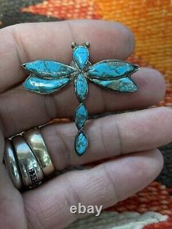 Awesome Vintage Sterling Silver and Turquoise Dragonfly PinZuniJ Shack