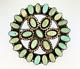 Beautiful Vintage Native American Zuni Sterling Silver And Turquoise Cluster Pin