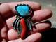 Big Old Pawn Navajo Sterling Silver & Turquoise Stone & Branch Coral Brooch Pin