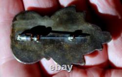 BIG Old Pawn Navajo Sterling Silver & Turquoise Stone & Branch Coral Brooch Pin BIG Old Pawn Navajo Sterling Silver & Turquoise Stone & Branch Coral Brooch Pin