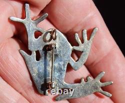 BIG Zuni Sterling Silver FROG Pendant/Brooch Turquoise Lapis Spiny Oyster Shell