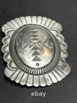 Beautiful Large Native American 925 Sterling Silver Brooch