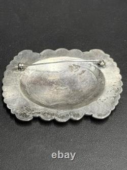 Beautiful Large Native American 925 Sterling Silver Brooch