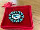 Beautiful Navajo Turquoise Pin 2x2 Sterling, Signed