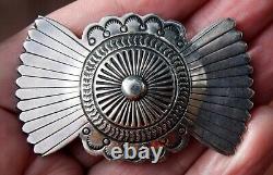 Beautiful Old Navajo Handmade Sterling Silver Brooch Pin