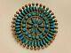 Beautiful Old Pawn Zuni Sterling Silver And Turquoise Petit Point Brooch / Pin
