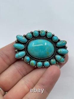 Beautiful Turquoise Brooch, Handmade, DB Sterling, Silver, 17g 2-1/8 G31.11