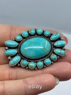 Beautiful Turquoise Brooch, Handmade, DB Sterling, Silver, 17g 2-1/8 G31.11