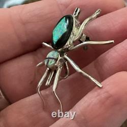 Beautiful Vintage Navajo Handmade Sterling Spider Brooch AND Pendant Onyx Opal
