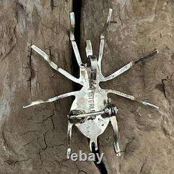 Beautiful Vintage Navajo Handmade Sterling Spider Brooch AND Pendant Onyx Opal