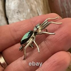 Beautiful Vintage Navajo Handmade Sterling Spider Brooch AND Pendant Onyx Opal